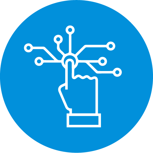 hand touching circuit board icon