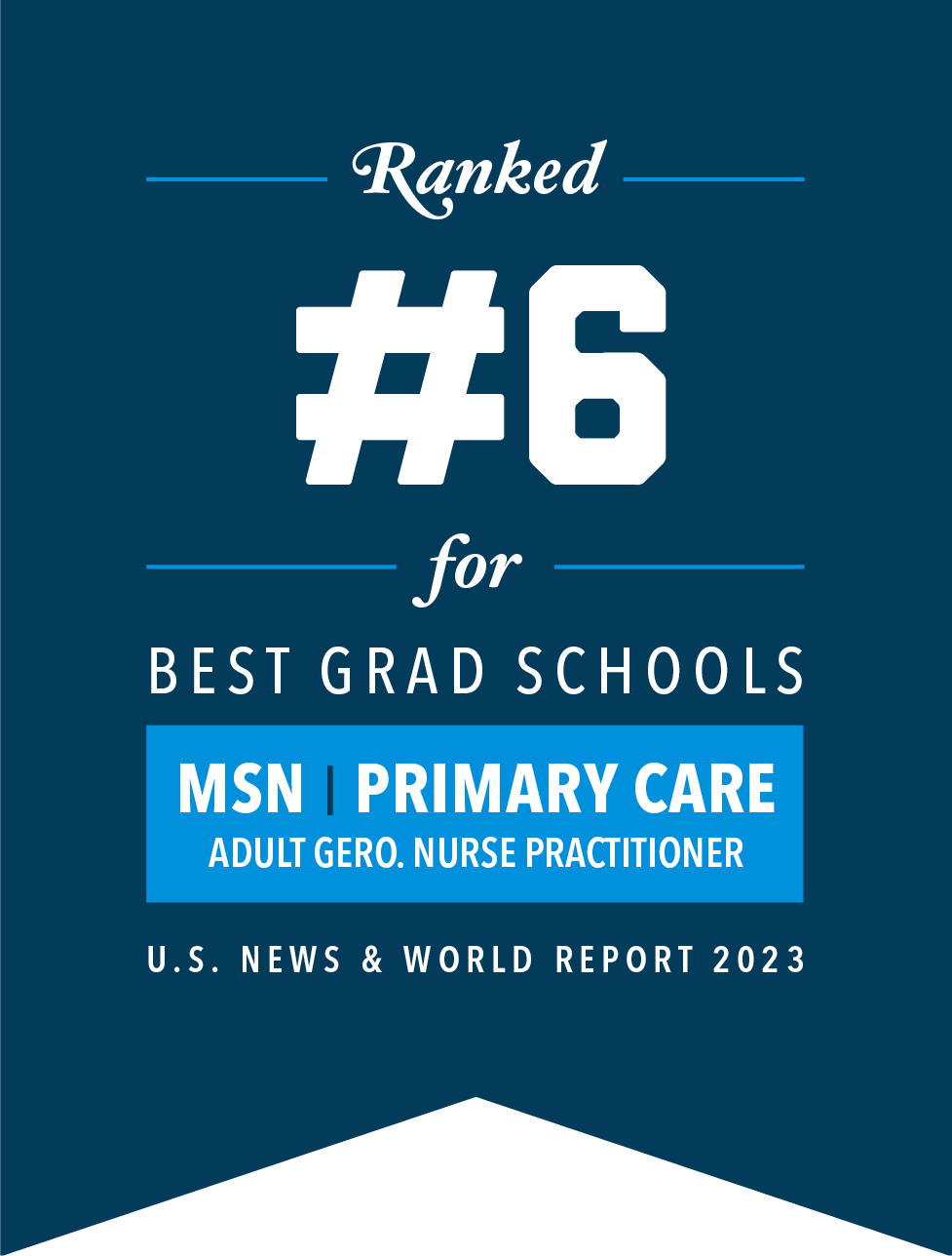 Ranked #6 for Best Grad Schools, MSN Primary Care, USNWR 2023